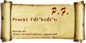 Preckl Fábián névjegykártya